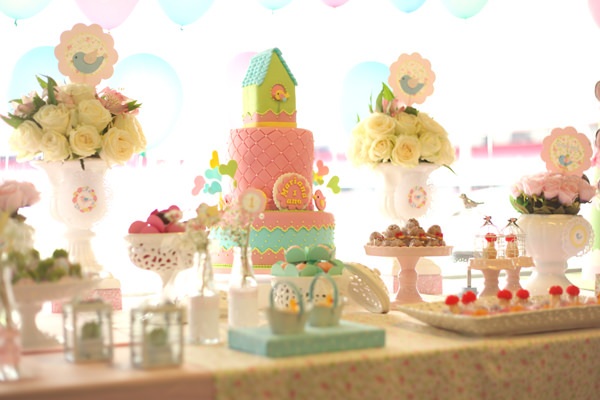 Aniversário de um ano com tema passarinhos