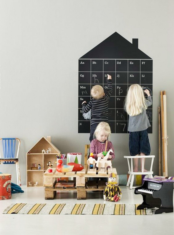 Quadro infantil com lousa, Decoração com lousa para crianças