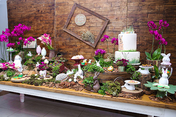 Decoração rústica para uma festa de Páscoa