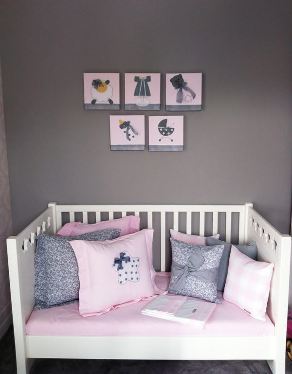 quarto de bebê rosa cinza