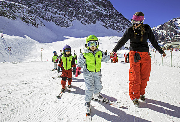 The kids ski school at Portillo, Chile in September 2012.